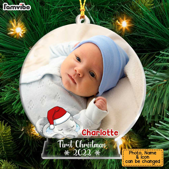 Personalized Elephant Baby Christmas Bauble Ornament OB35 58O34 1