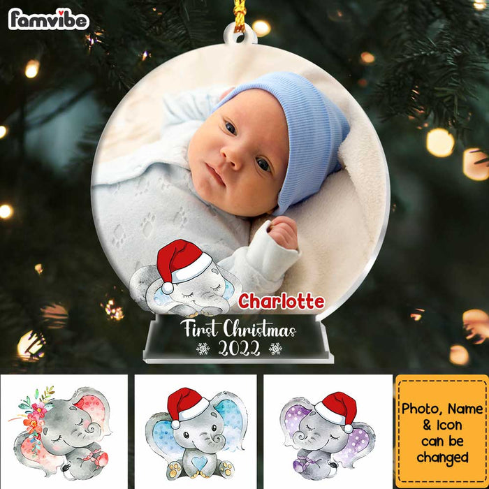 Personalized Elephant Baby Christmas Bauble Ornament OB35 58O34 1