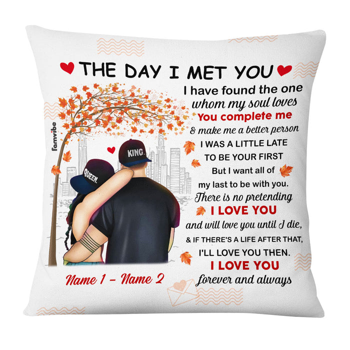 Personalized Fall Halloween  Couple The Day I Met You Pillow AG1010 26O53 (Insert Included) 1