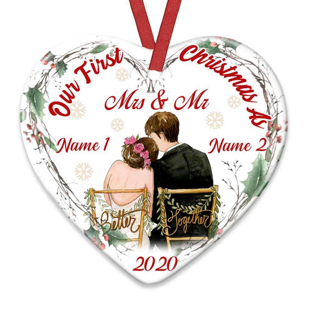 Personalized First Christmas Wedding Couple Ornament OB51 65O34