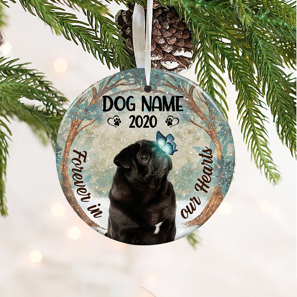 Personalized Forever In Our Hearts Pug Dog Memorial  Ornament OB223 73O36