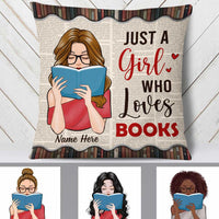 Personalized Girl Loves Books Pillow NB272 30O34 thumb 1