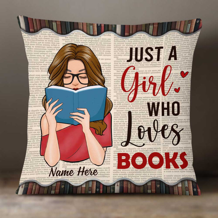 Personalized Girl Loves Books Pillow NB272 30O34 1
