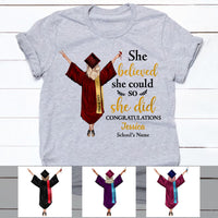 Personalized 'She Did It' Graduation Shirt - Gift for Daughter & Granddaughter thumb 1