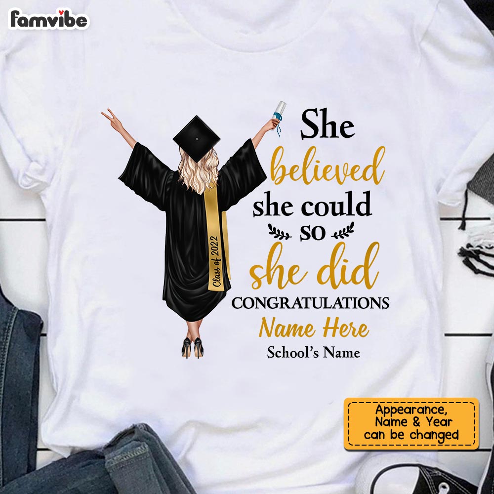 Personalized Graduation Girl She Did It T Shirt MR101 67O58
