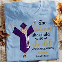 Personalized 'She Did It' Graduation Shirt - Gift for Daughter & Granddaughter thumb 1