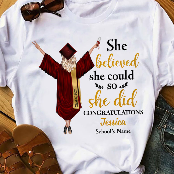 Personalized 'She Did It' Graduation T-Shirt - Gift for Daughter/Granddaughter Personalized 'She Did It' Graduation T-Shirt - Gift for Daughter/Granddaughter