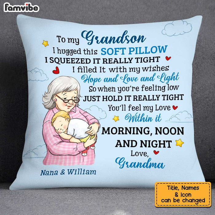Personalized Grandma Holding Grandson Pillow OB111 36O34 1