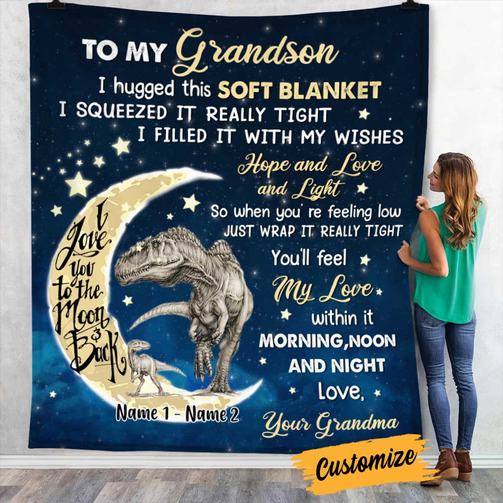 Personalized Hug This Grandson Dinosaur Blanket JR71 26O34