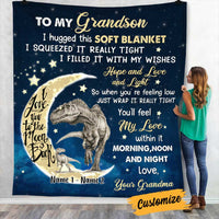 Personalized Hug This Grandson Dinosaur Blanket JR71 26O34 thumb 1