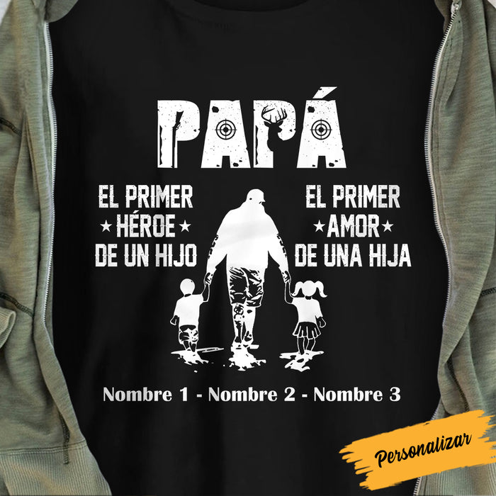Personalized Hunting Dad Papá Spanish T Shirt MY41 81O53 1