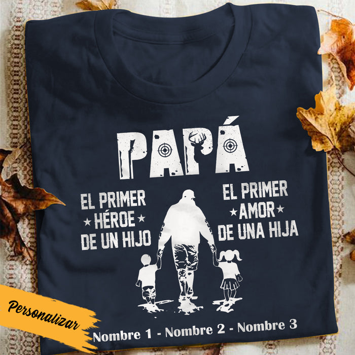 Personalized Hunting Dad Papá Spanish T Shirt MY41 81O53 1