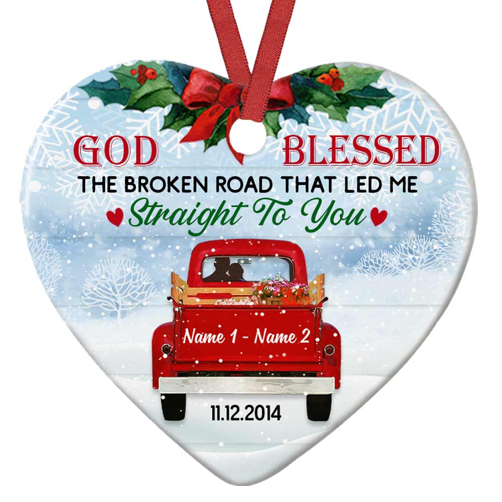 Personalized Love Couple Red Truck Christmas Heart  Ornament OB171 87O47