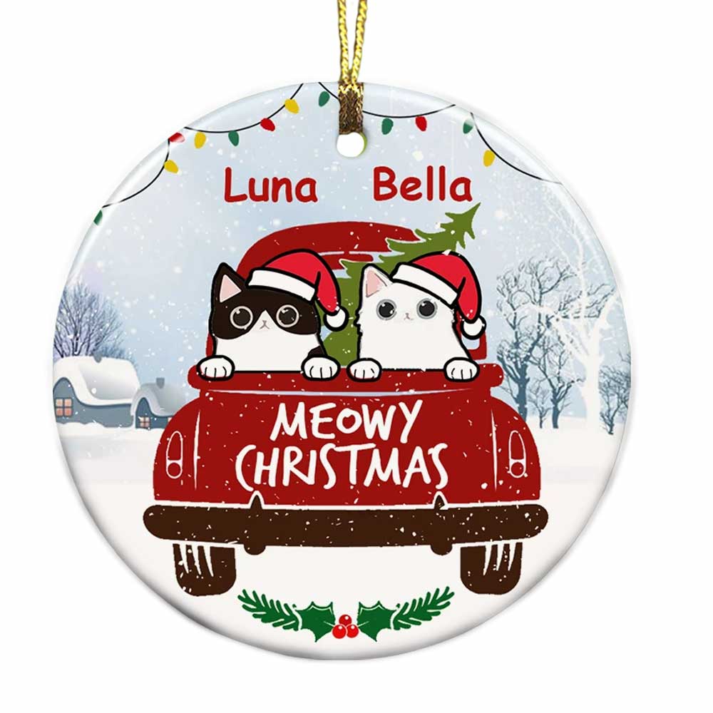 Personalized Meowy Christmas Cat Christmas  Ornament OB222 30O34