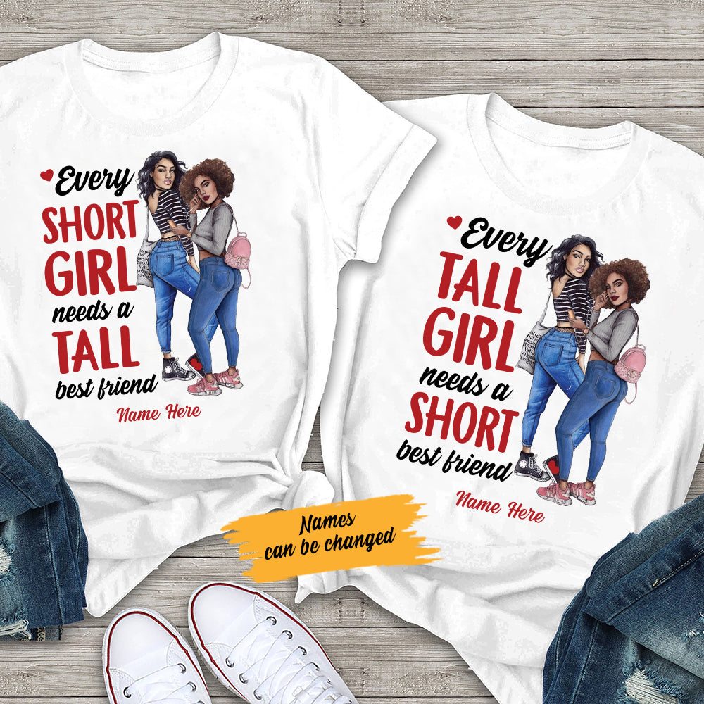 Personalized Tall And Short BWA Friends Couple T Shirt SB141 67O57