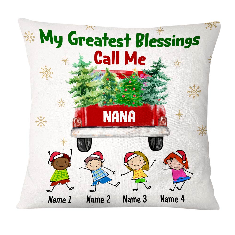 Personalized Blessed Grandma Red Truck Christmas  Pillow NB191 65O47