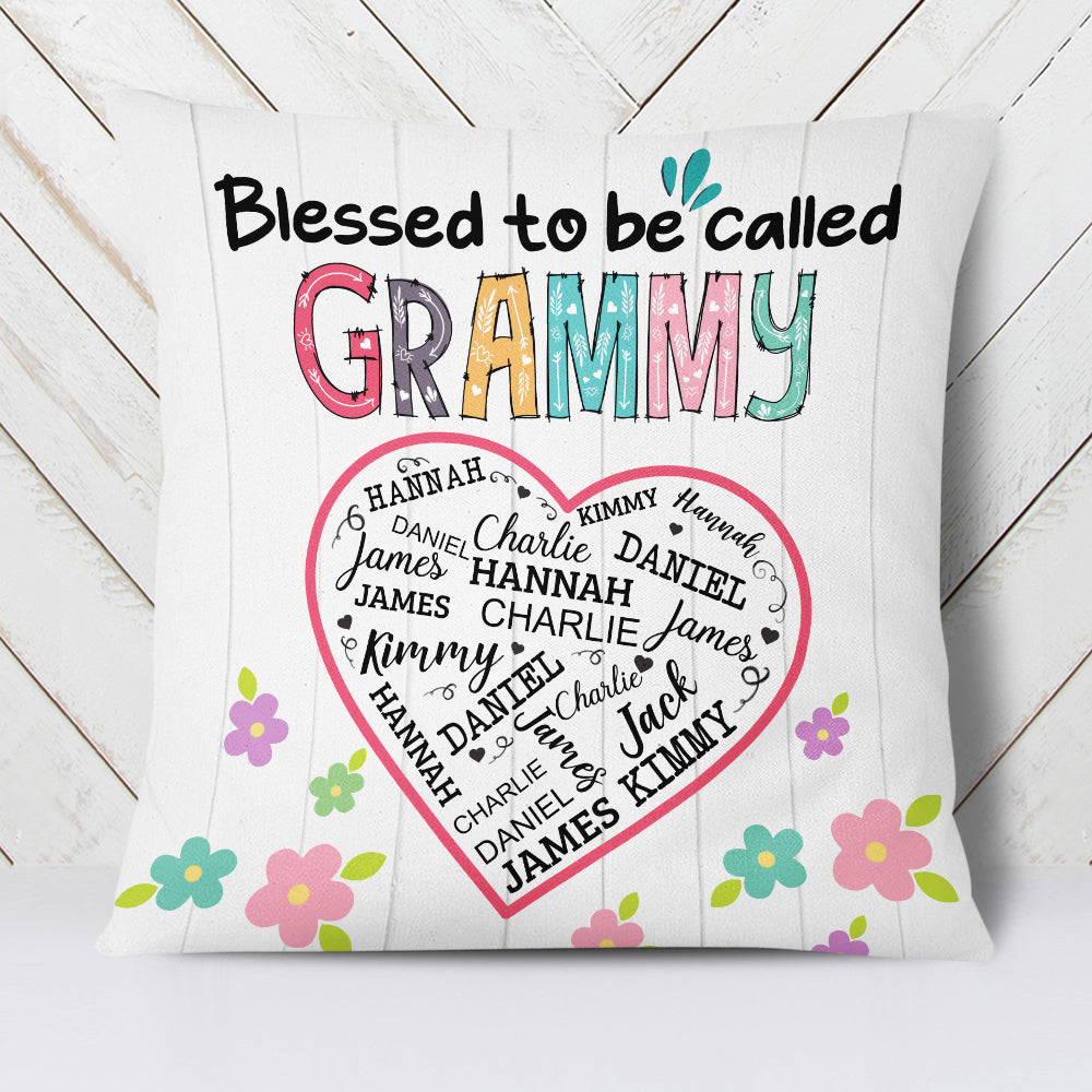 Personalized Blessed To Be Called Grandma Word Art Pillow FB261 30O34 (Insert Included)