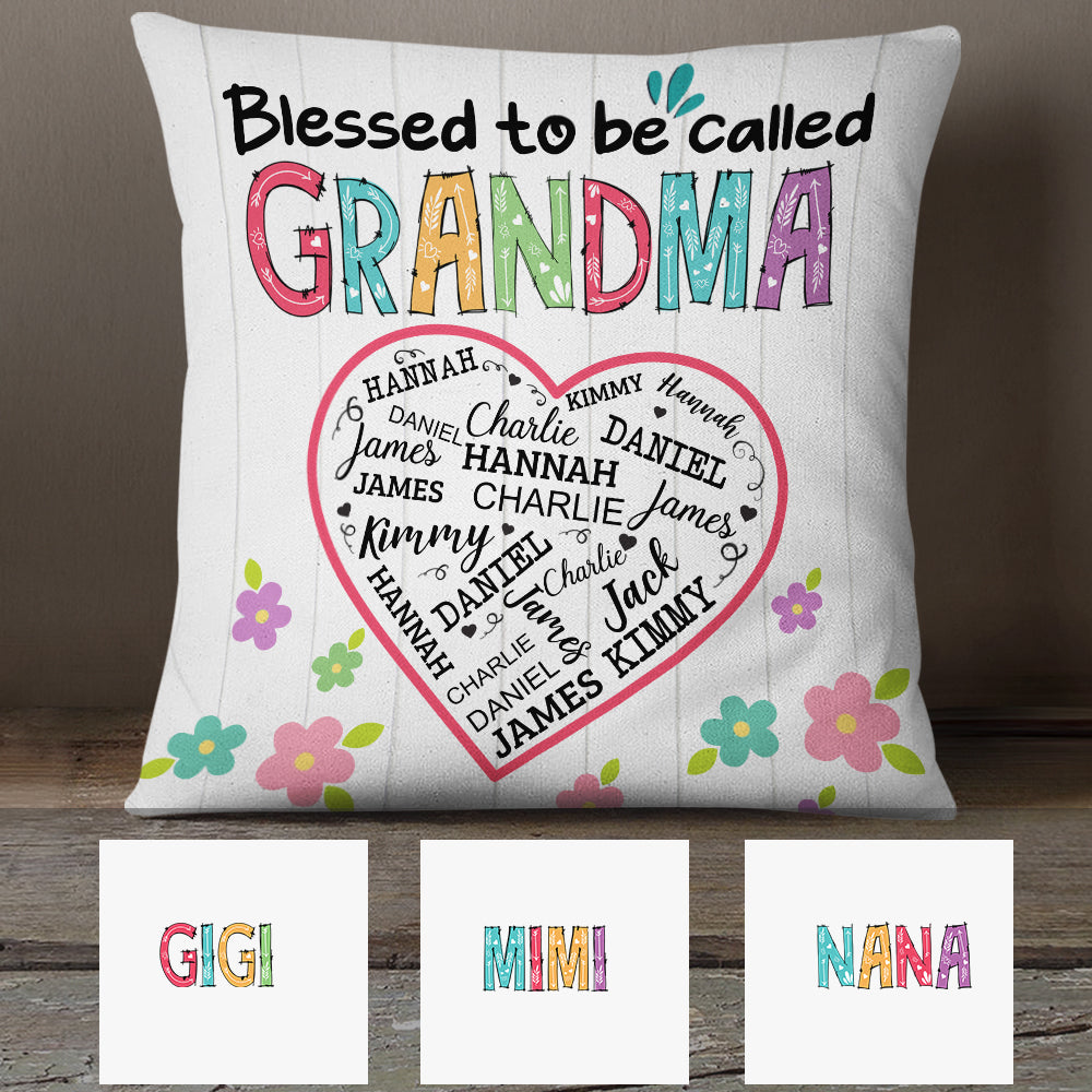 Personalized Blessed To Be Called Grandma Word Art Pillow FB261 30O34 (Insert Included)