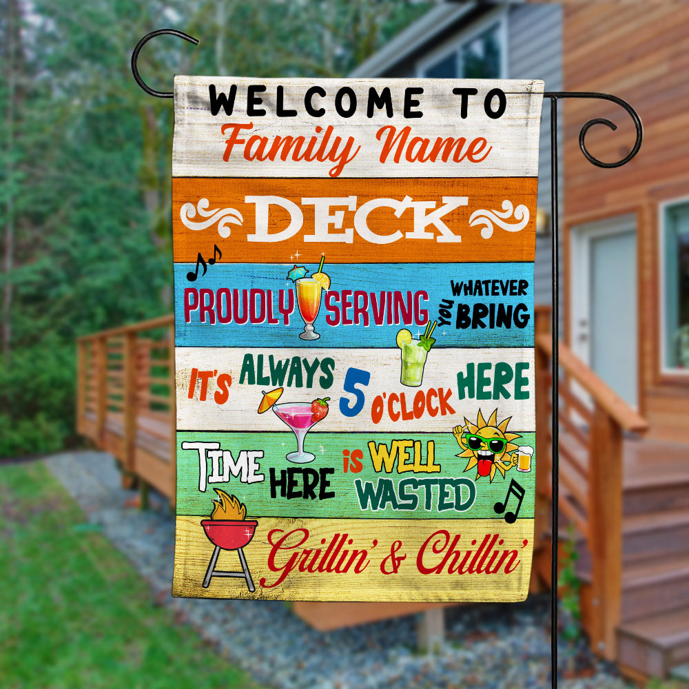 Personalized Deck Gardening Grilling And Chilling Flag AG131 30O53