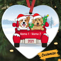 Personalized Dog Christmas Red Truck Heart Ornament AG313 81O34 thumb 1