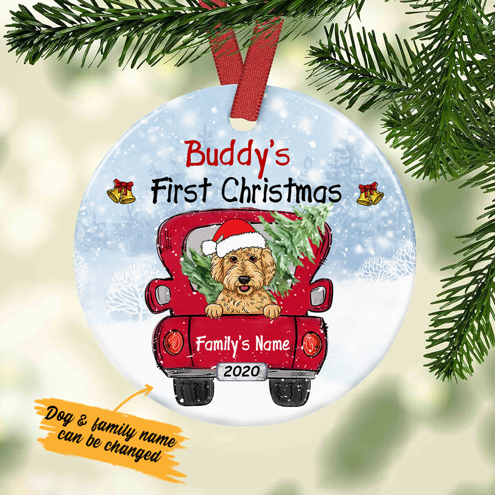 Personalized Dog First Christmas Red Truck  Ornament OB221 81O34