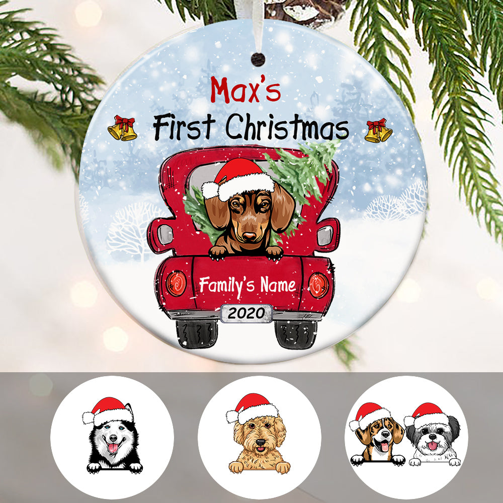 Personalized Dog First Christmas Red Truck  Ornament OB221 81O34