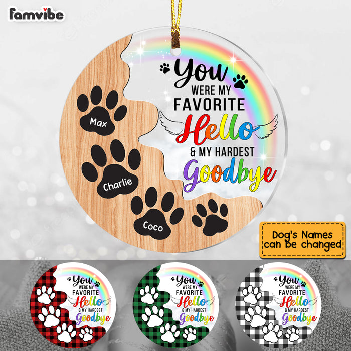 Personalized Dog Memo Favorite Hello Hardest Goodbye Circle Ornament SB75 30O53 1