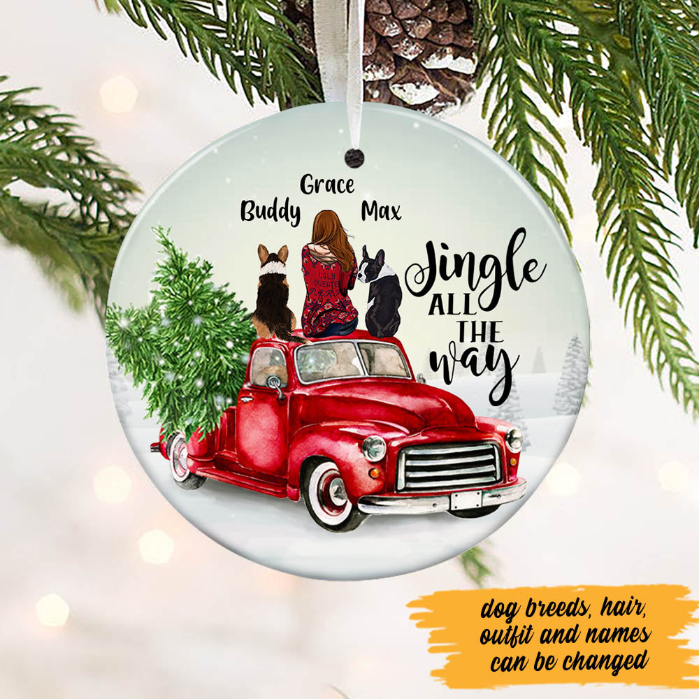Personalized Dog Red Truck Christmas  Ornament OB194 85O60