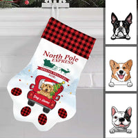 Personalized Dog Red Truck Christmas Paw Stocking SB101 87O57 thumb 1