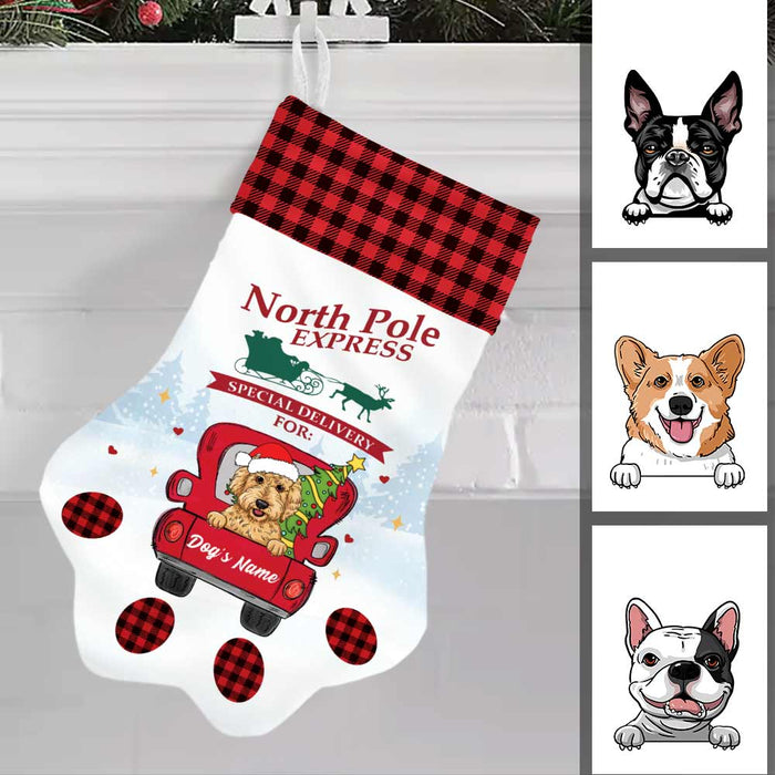 Personalized Dog Red Truck Christmas Paw Stocking SB101 87O57 1
