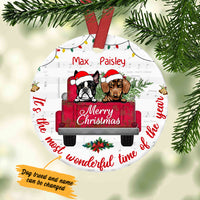 Personalized Dog  Red Truck Christmas The Most Wonderful Time  Ornament OB22 87O34 thumb 1