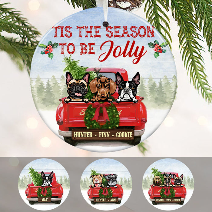 Personalized Dog  Red Truck Jolly Christmas  Ornament OB52 87O58 1