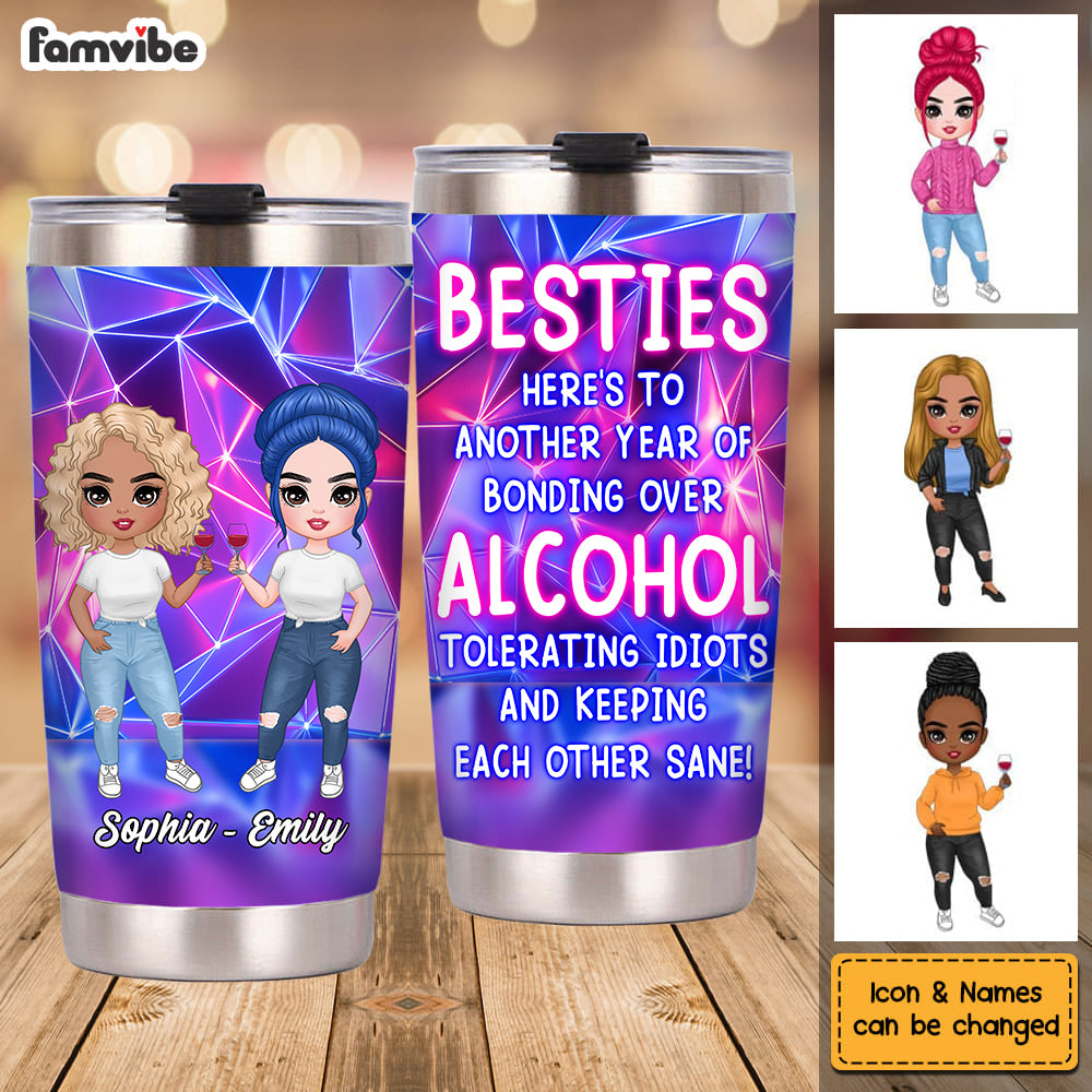 Personalized Friendship Sisters Here's To Another Year Of Bonding Steel Tumbler DB173 58O53
