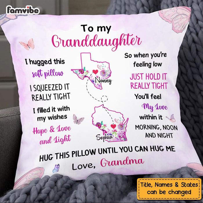 Personalized Long Distance Granddaughter Purple Floral Pillow OB171 30O58 1
