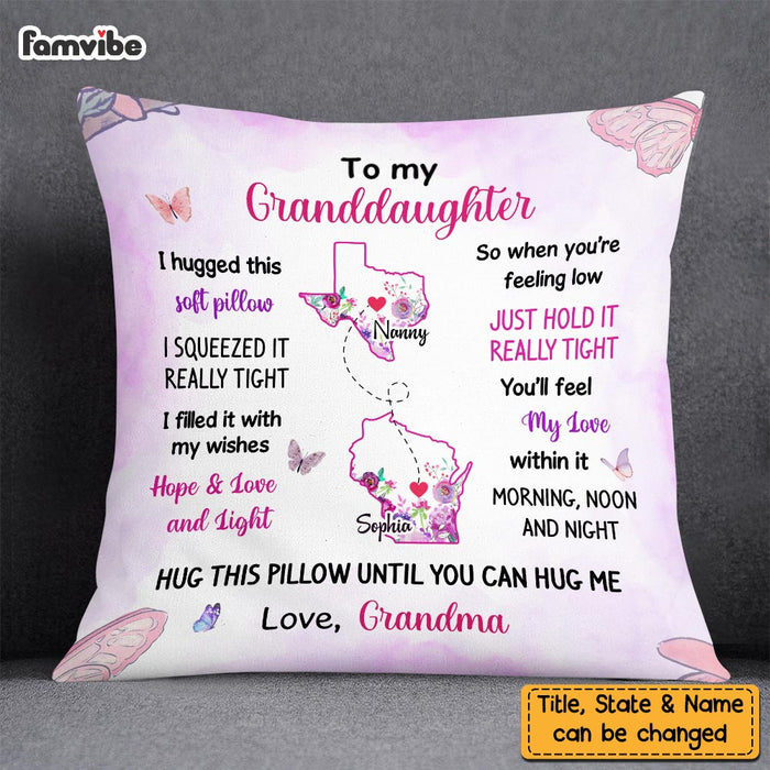 Personalized Long Distance Granddaughter Purple Floral Pillow OB171 30O58 1