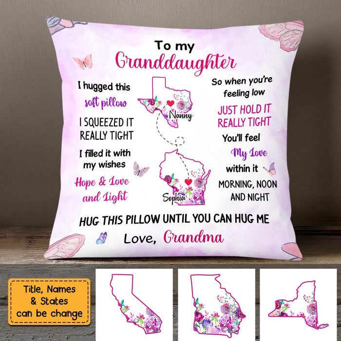 Personalized Long Distance Granddaughter Purple Floral Pillow OB171 30O58 1