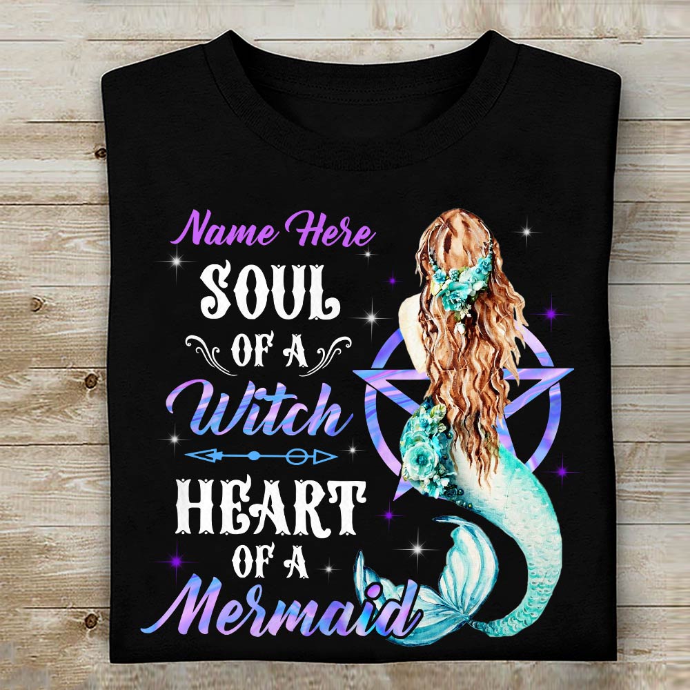 Personalized Mermaid Witch Soul & Heart Halloween T Shirt AG261 95O47