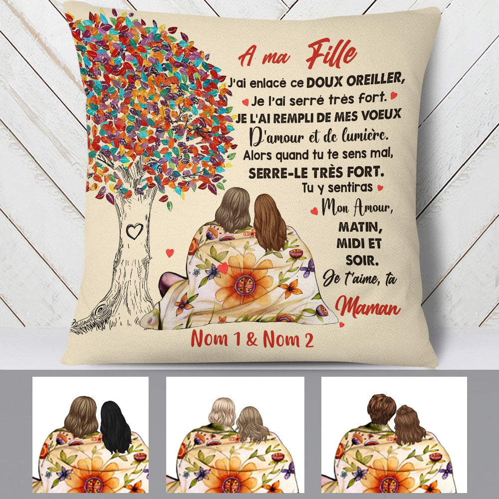 Personalized Daughter Fille French Tree Hug Pillow AP55 30O60 (Insert Included)