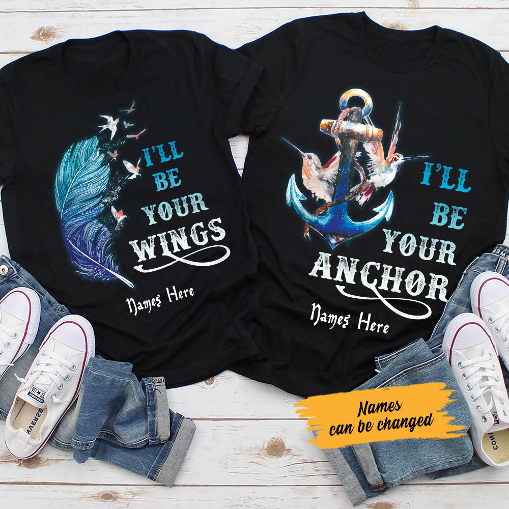 Personalized Wings And Anchor Love Couple T Shirt SB211 65O58