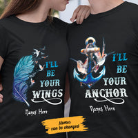 Personalized Wings And Anchor Love Couple T Shirt SB211 65O58 thumb 1