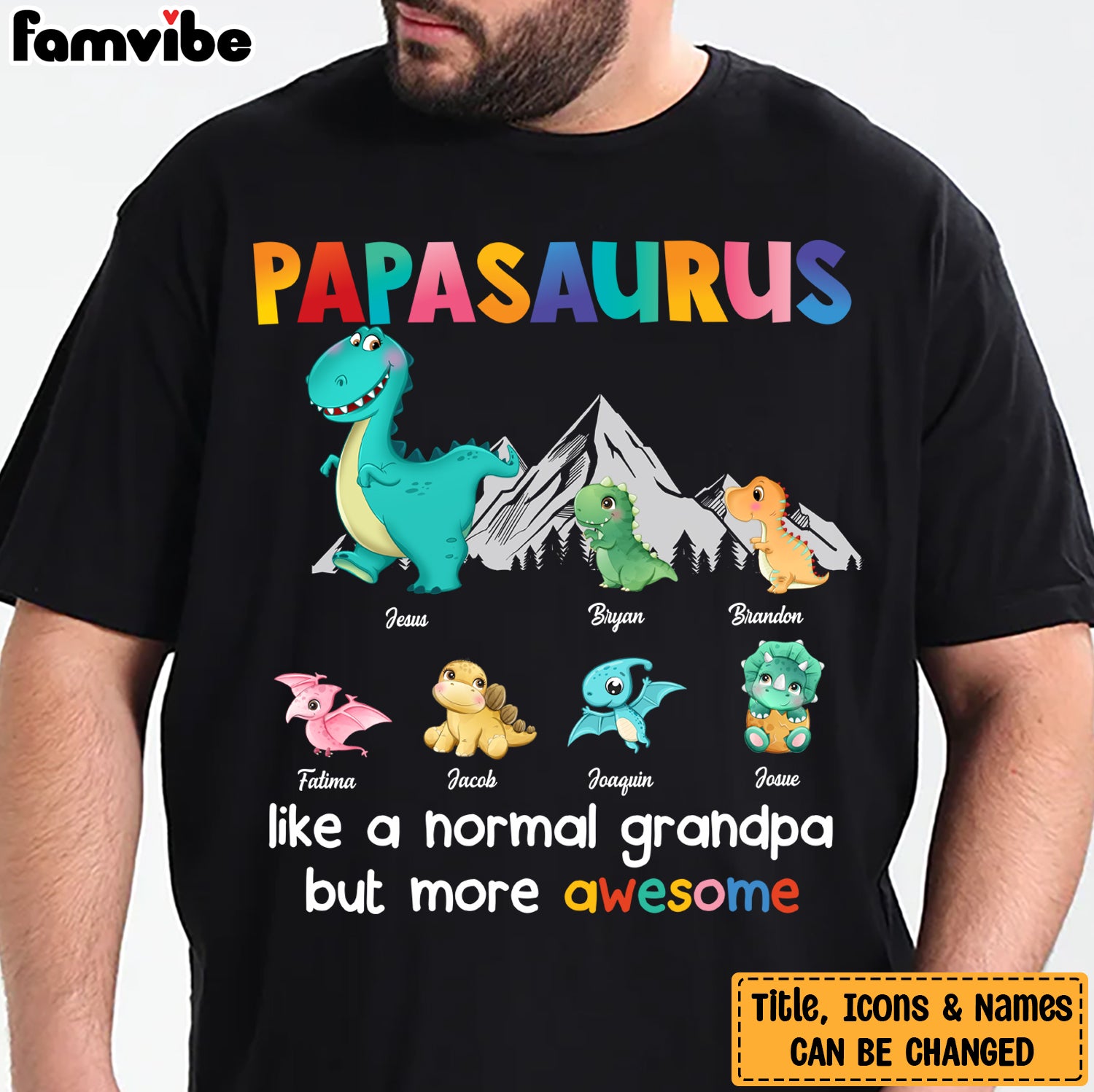 Personalized Gift For Grandpa Papasaurus Shirt 23677 Primary Mockup