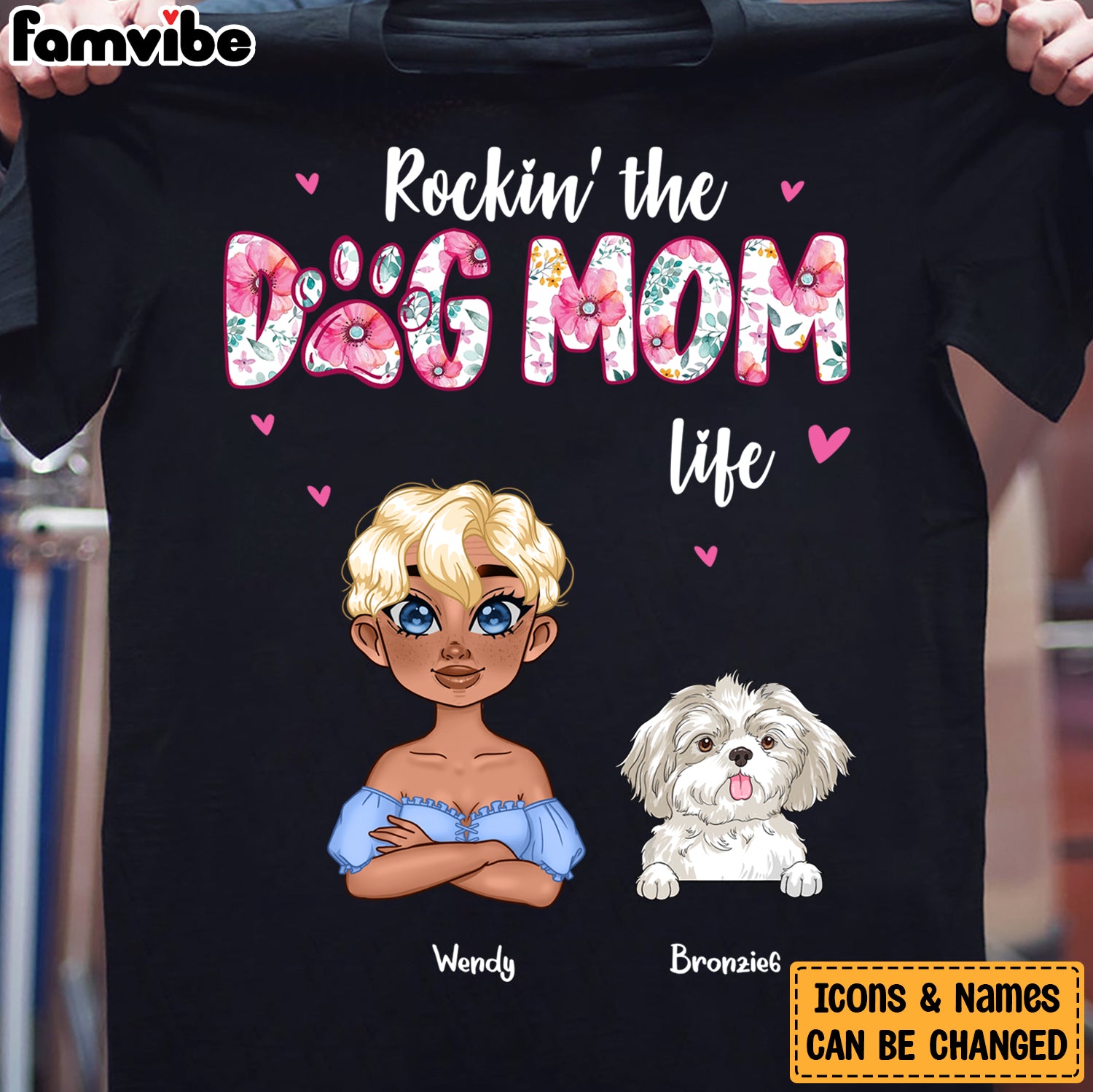 Personalized Rockin' The Dog Mom Life Shirt 23977 Primary Mockup