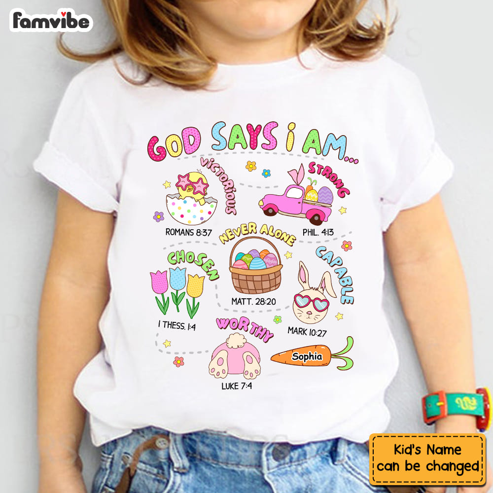 Personalized Easter Gift For Granddaughter God Says I Am Kid T Shirt - Kid Hoodie - Kid Sweatshirt 31662 Mockup 2