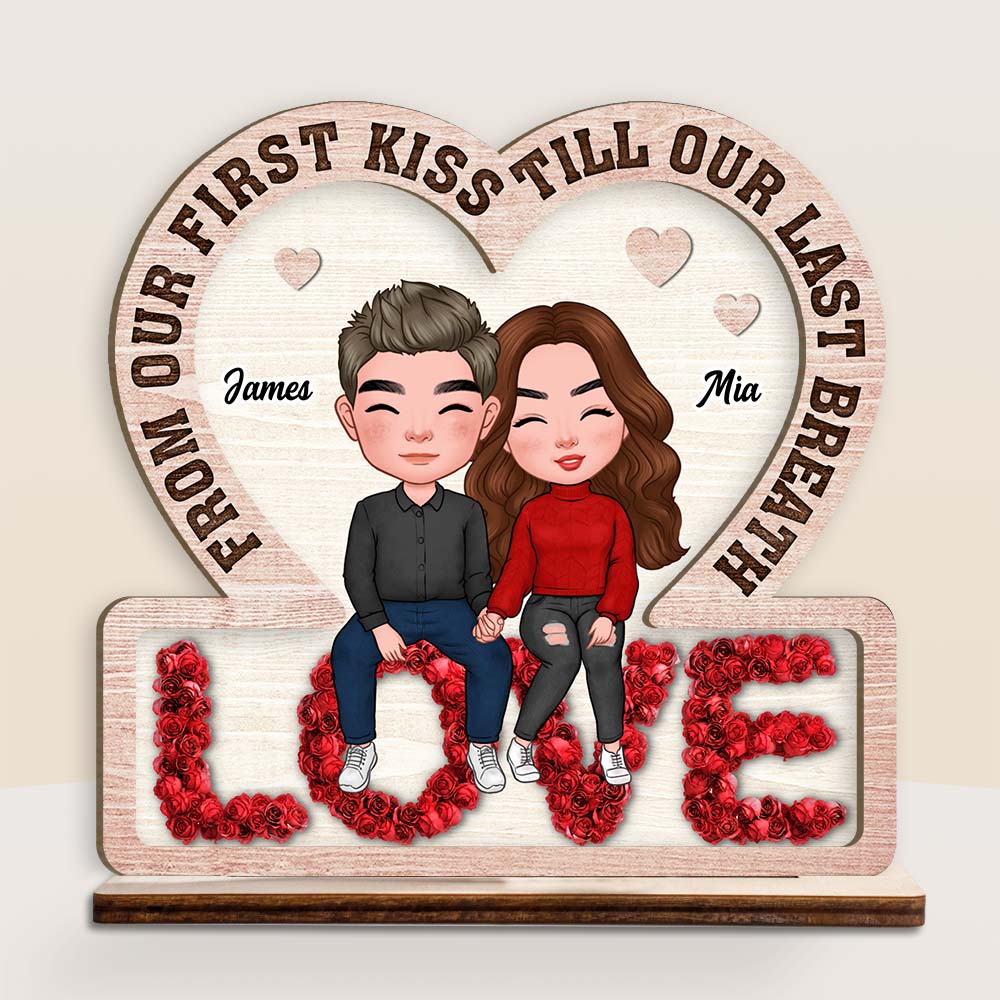 Personalized  Couple From Our First Kiss Till Our Breath Wood Plaque 22822 Primary Mockup