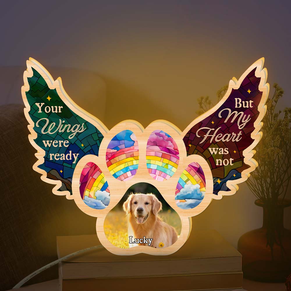 Personalized Dog Memorial Photo Your Wings Were Ready Custom Shape Photo Light Box 31705 Primary Mockup