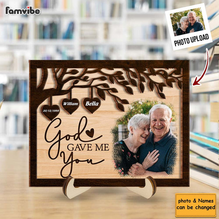 Personalized Gift For Couples God Gave Me You 2 Layered Wooden Plaque 31510 1
