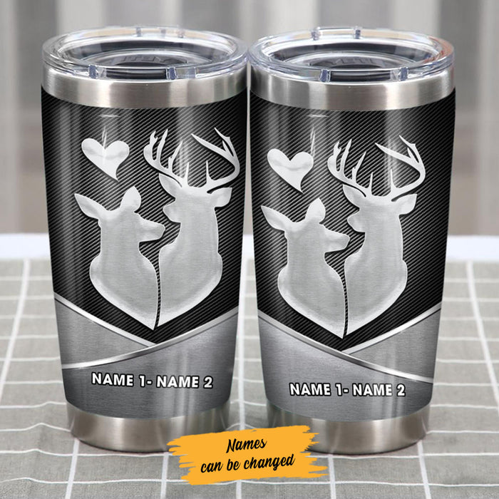 Personalized Deer Hunting Couple Steel Tumbler  JR138 81O60 1
