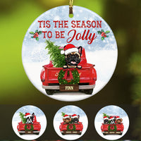 Personalized Dog Red Truck Jolly Christmas  Ornament SOB191 87O58 thumb 1