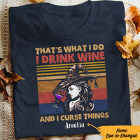 Personalized Wine Witch I Drink Wine And I Curse Things Halloween T Shirt JL252 26O57 thumb 1