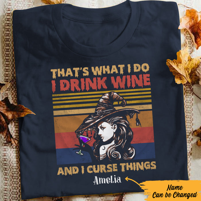 Personalized Wine Witch I Drink Wine And I Curse Things Halloween T Shirt JL252 26O57 1